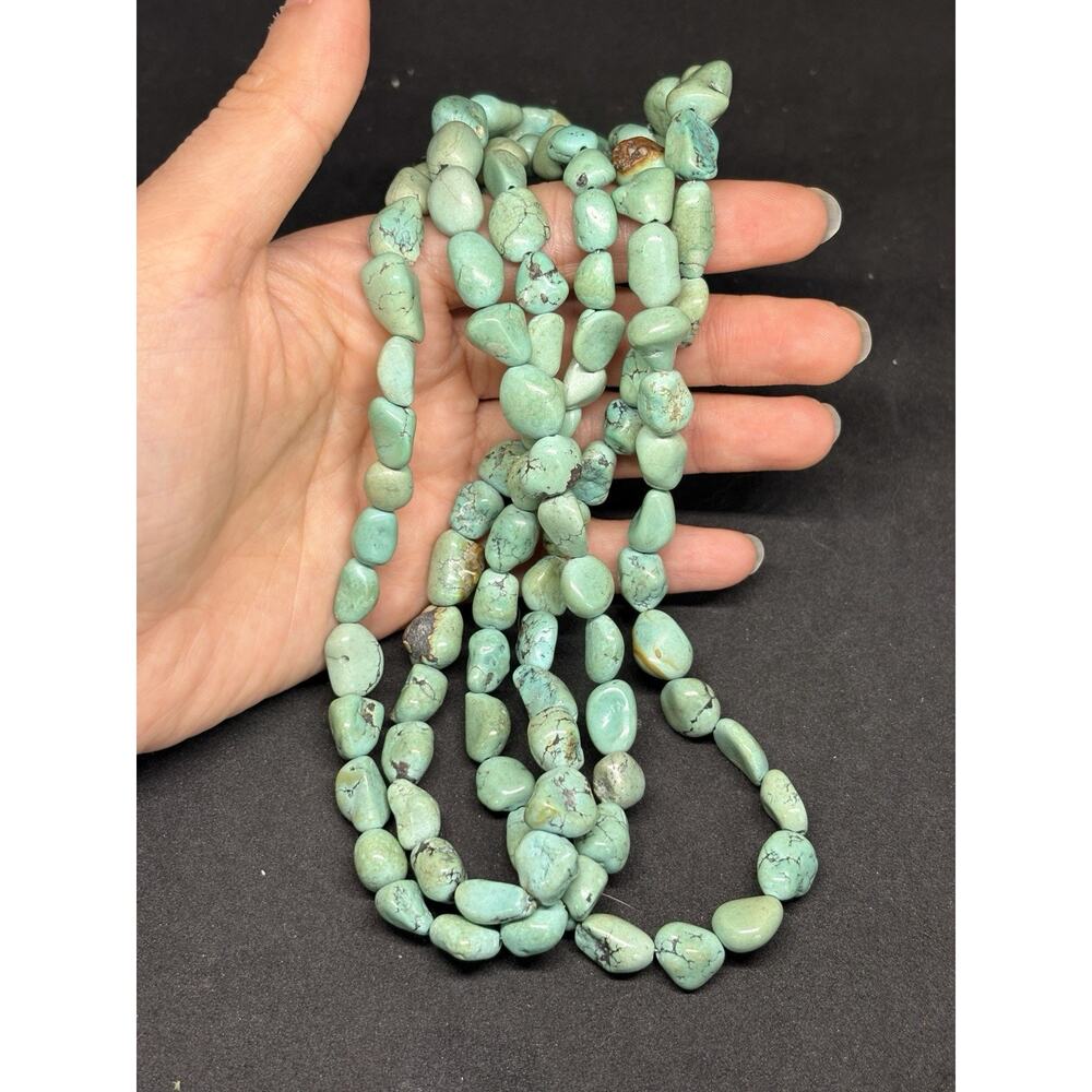 Vintage Native American Sterling Silver Polished Turquoise Multi Strand Necklace - Picture 9 of 15